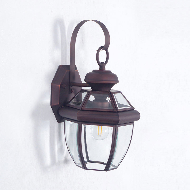 1-Bulb Traditional Clear Glass Wall Sconce Lamp In Black/Brass For Bedside Lighting Black