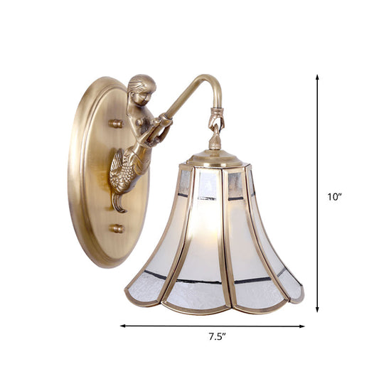 Traditional Brass Trumpet Sconce With Mermaid Design - Wall Mounted Lighting