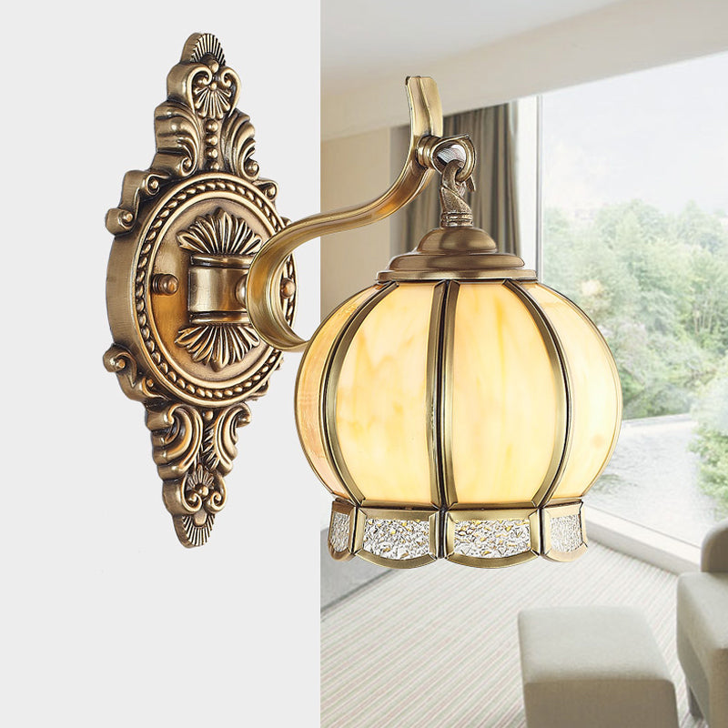 Traditional Brass Wall Sconce Light - 1-Head Metal Fixture For Hallway