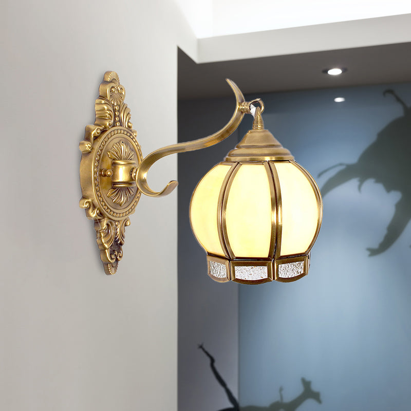 Traditional Brass Wall Sconce Light - 1-Head Metal Fixture For Hallway