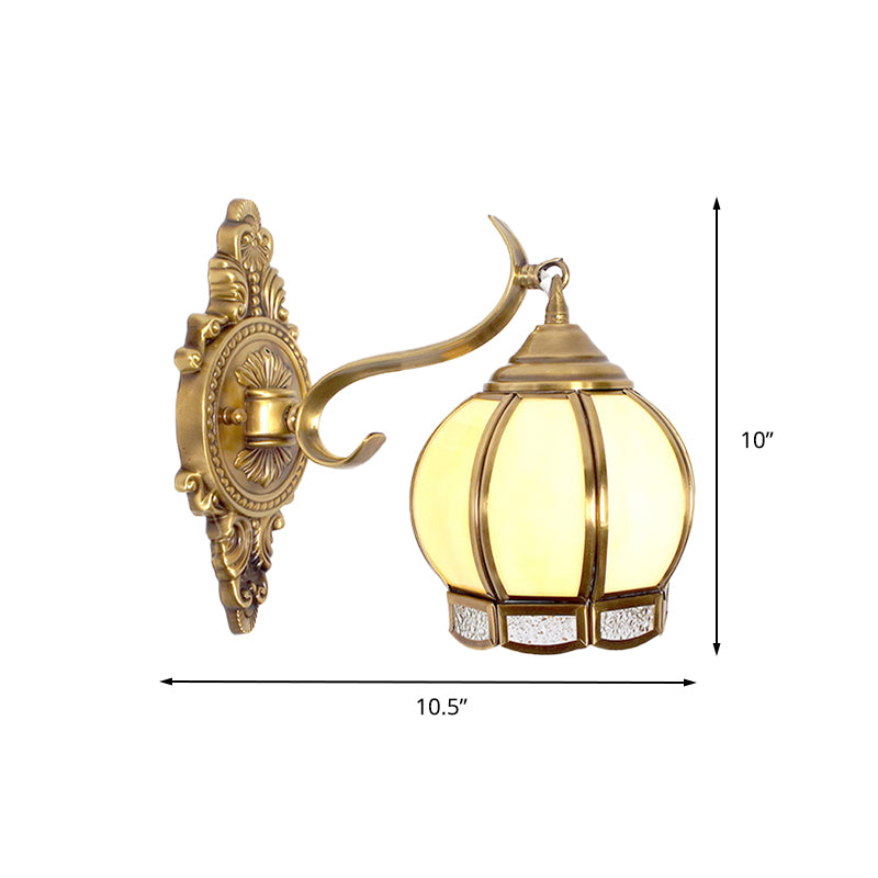 Traditional Brass Wall Sconce Light - 1-Head Metal Fixture For Hallway