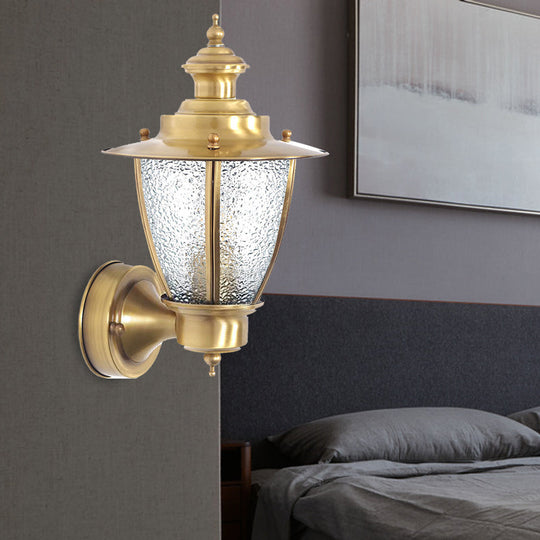 Classic Cone Sconce: Clear/Textured White Glass | Wall Mounted Stairway Light Fixture