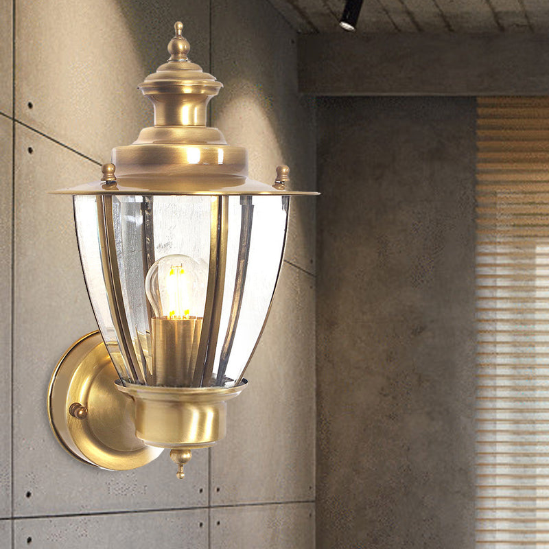 Classic Cone Sconce: Clear/Textured White Glass | Wall Mounted Stairway Light Fixture