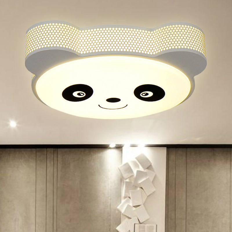 Kids Cartoon Panda Flush Mount Ceiling Light - Acrylic Fixture For Kindergarten