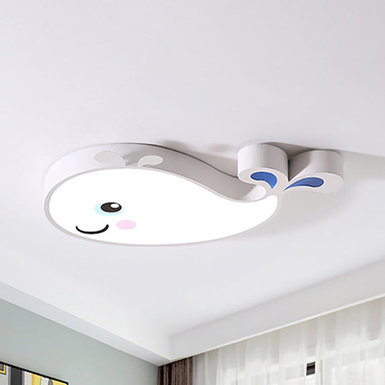 Cartoon Dolphin Kindergarten Ceiling Light Fixture - Acrylic White