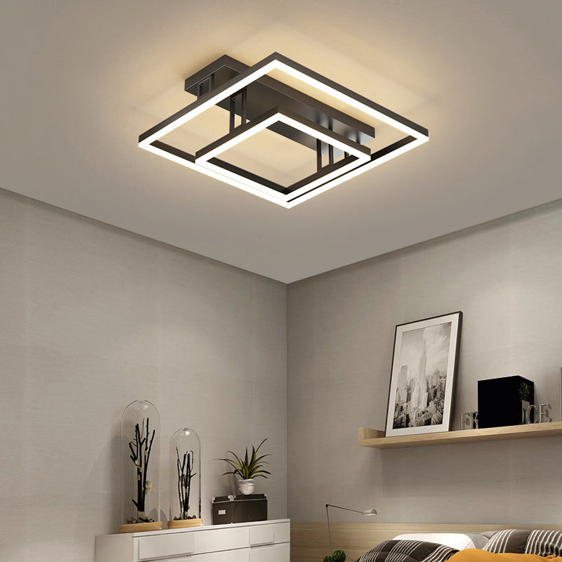 Contemporary Geometric Semi-Flush Acrylic Bedroom Ceiling Light