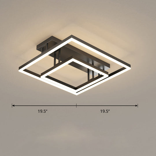 Contemporary Geometric Semi-Flush Acrylic Bedroom Ceiling Light