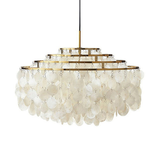 Vintage Shell Chandelier - 6-Light White Dining Room Lighting