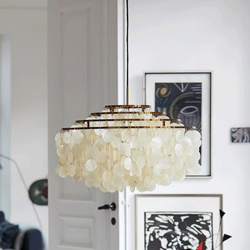 Vintage Shell Chandelier - 6-Light White Dining Room Lighting