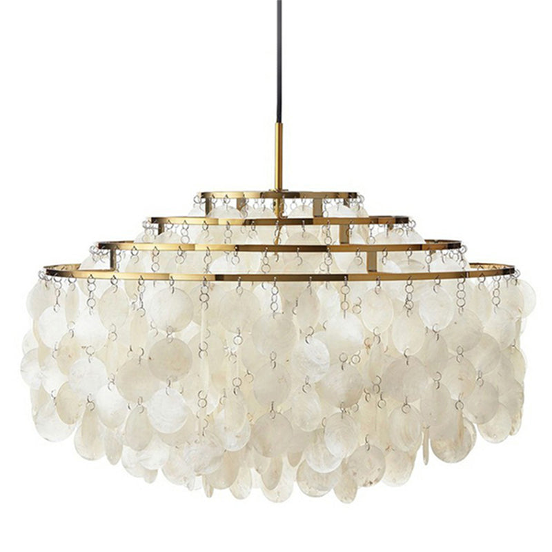 Vintage Shell Chandelier - 6-Light White Dining Room Lighting