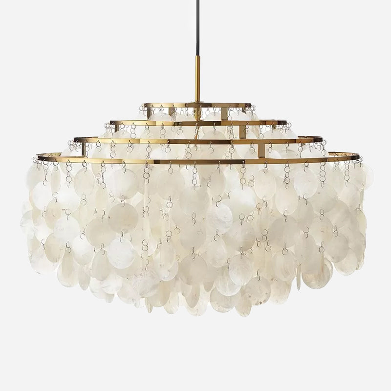 Vintage Shell Chandelier - 6-Light White Dining Room Lighting