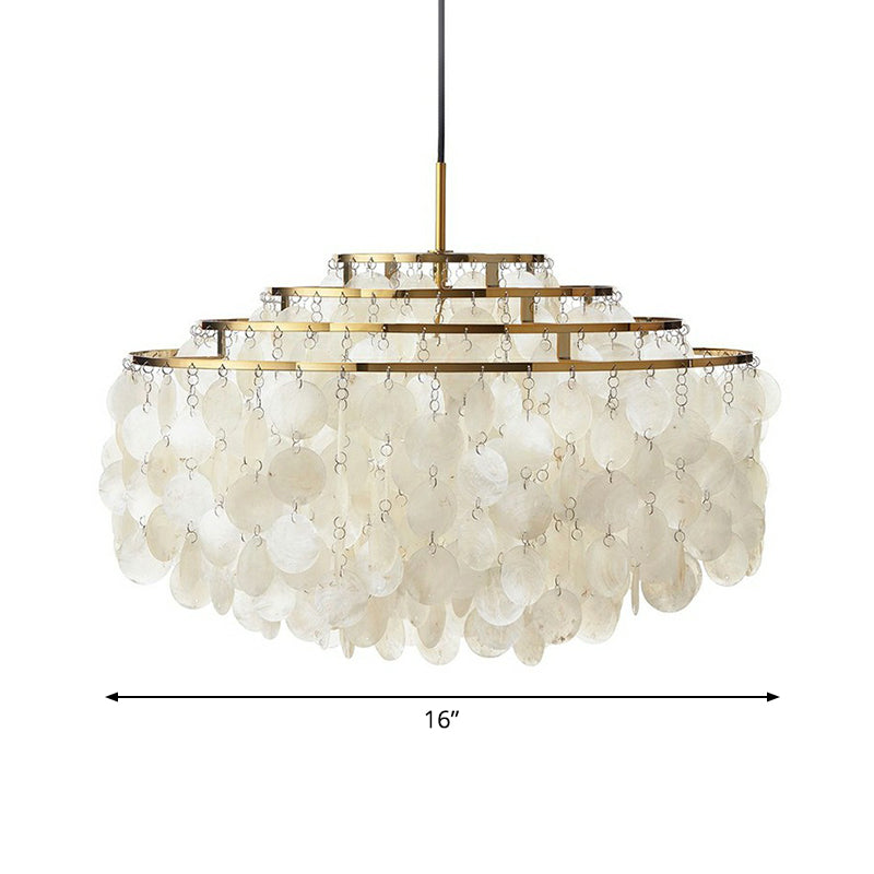 Vintage Shell Chandelier - 6-Light White Dining Room Lighting