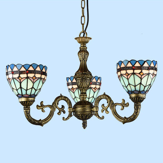 Handcrafted Stained Glass Chandelier with Bronze Finish - Perfect for Dining Room Ceiling