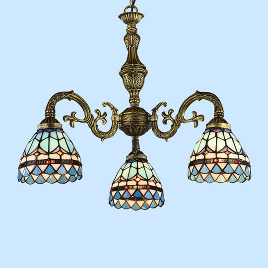 Handcrafted Stained Glass Chandelier with Bronze Finish - Perfect for Dining Room Ceiling