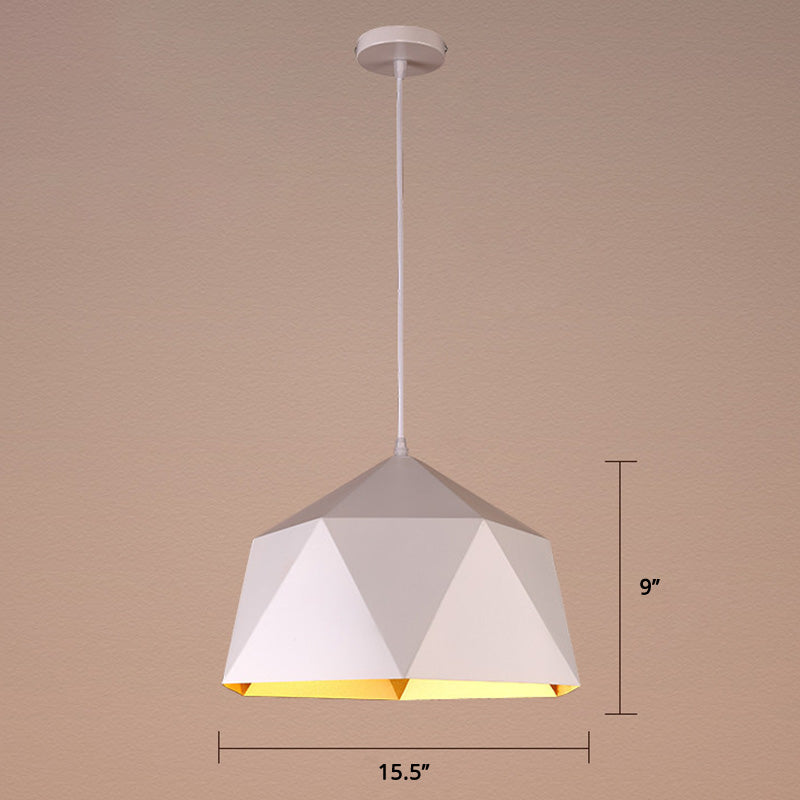 Rhombus Cut Metal Suspension Lamp - Loft Style Pendant Light For Living Room With 1-Light Fixture