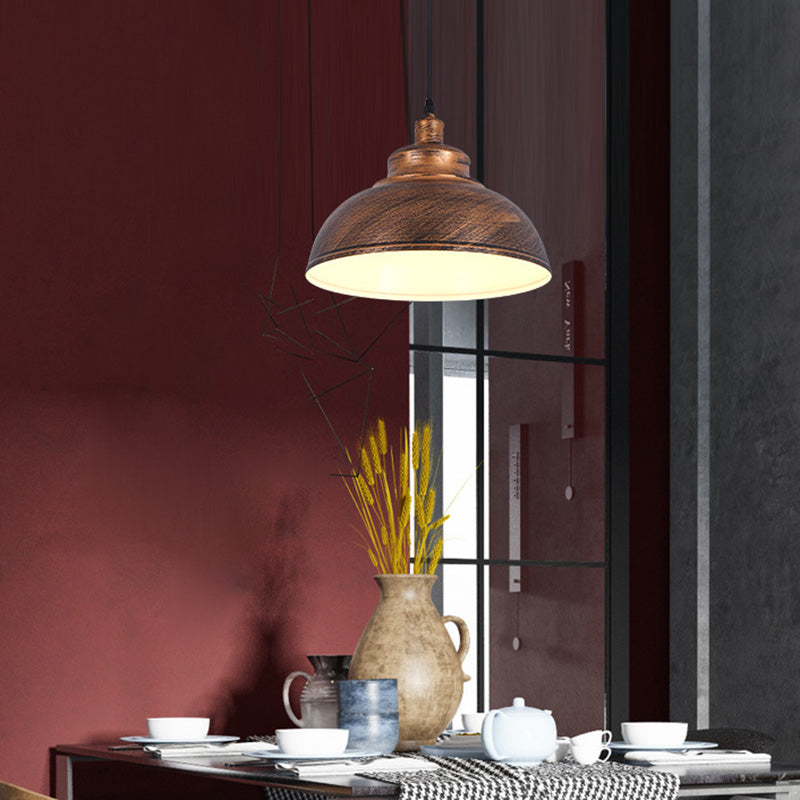 Factory Style Metal Pendant Ceiling Light - Bowl Shade - Restaurant Hanging Lamp