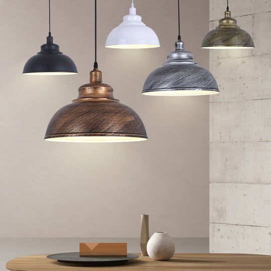 Factory Style Metal Pendant Ceiling Light - Bowl Shade - Restaurant Hanging Lamp