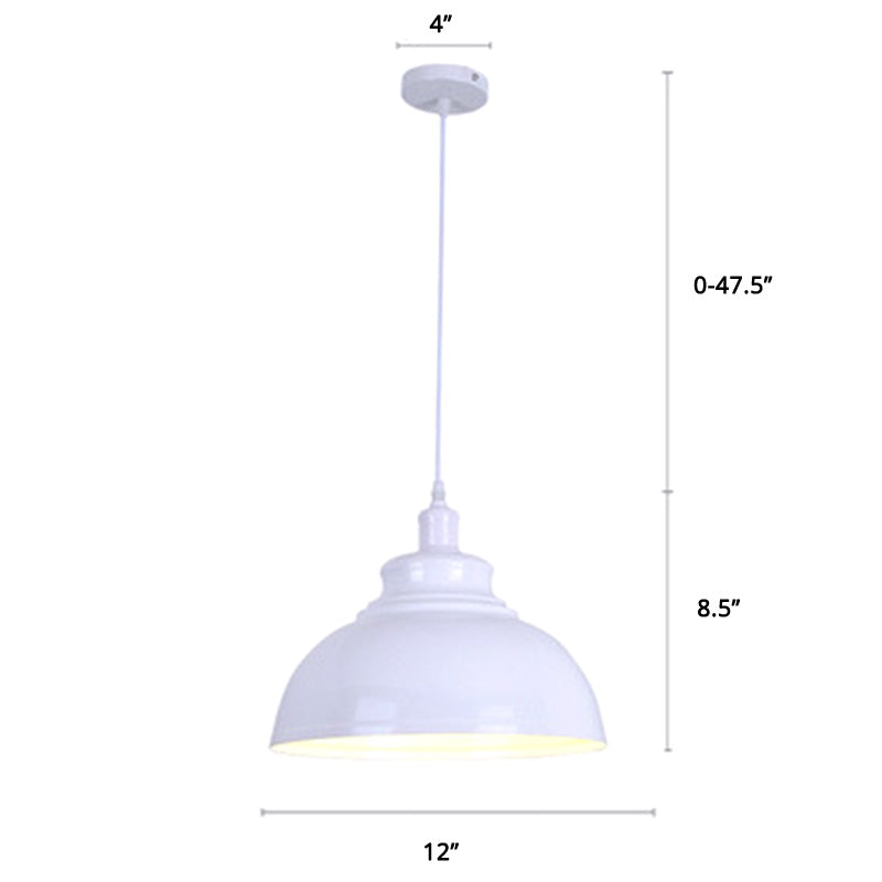 Factory Style Metal Pendant Ceiling Light - Bowl Shade - Restaurant Hanging Lamp