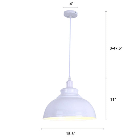 Factory Style Metal Pendant Ceiling Light - Bowl Shade - Restaurant Hanging Lamp