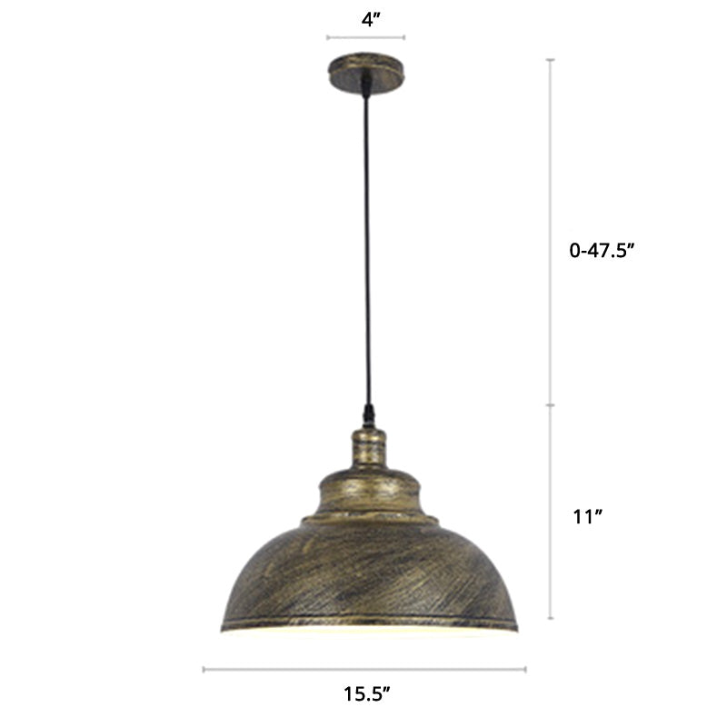 Factory Style Metal Pendant Ceiling Light - Bowl Shade - Restaurant Hanging Lamp