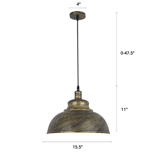 Factory Style Metal Pendant Ceiling Light - Bowl Shade - Restaurant Hanging Lamp