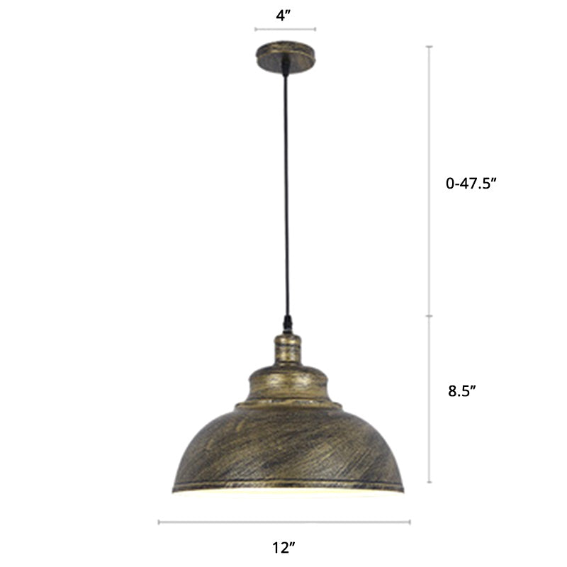 Factory Style Metal Pendant Ceiling Light - Bowl Shade - Restaurant Hanging Lamp