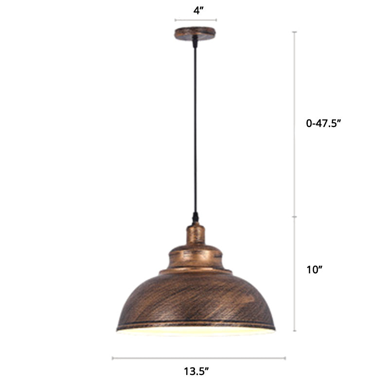 Factory Style Metal Pendant Ceiling Light - Bowl Shade - Restaurant Hanging Lamp