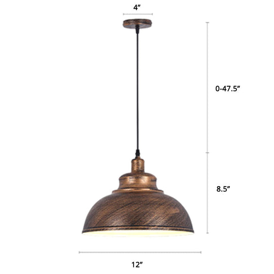 Factory Style Metal Pendant Ceiling Light - Bowl Shade - Restaurant Hanging Lamp