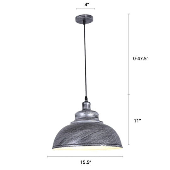 Factory Style Metal Pendant Ceiling Light - Bowl Shade - Restaurant Hanging Lamp