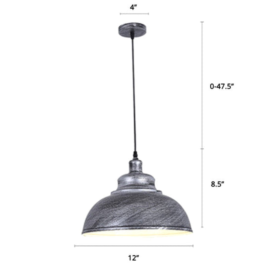 Factory Style Metal Pendant Ceiling Light - Bowl Shade - Restaurant Hanging Lamp