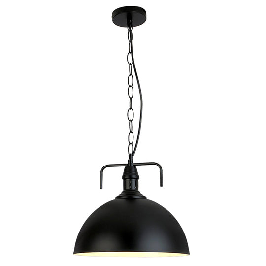 Industrial Iron Dome Hanging Light Black Finish Pendant for Dining Room with Ventilation