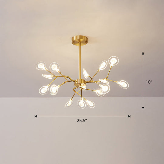 Glowworm Chandelier - Postmodern Acrylic Hanging Light For Dining Room 18 / Brass