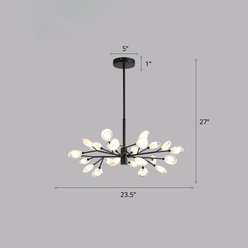 Contemporary Metal Chandelier: Black Tree Branches Ceiling Hang Lamp For Living Room 24 /