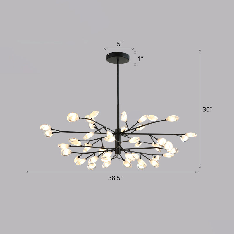 Contemporary Metal Chandelier: Black Tree Branches Ceiling Hang Lamp For Living Room 48 /