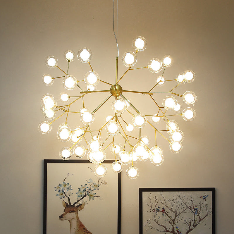 Postmodern Firefly Pendant Lamp With Double Glass Bubbles Ideal For Restaurants