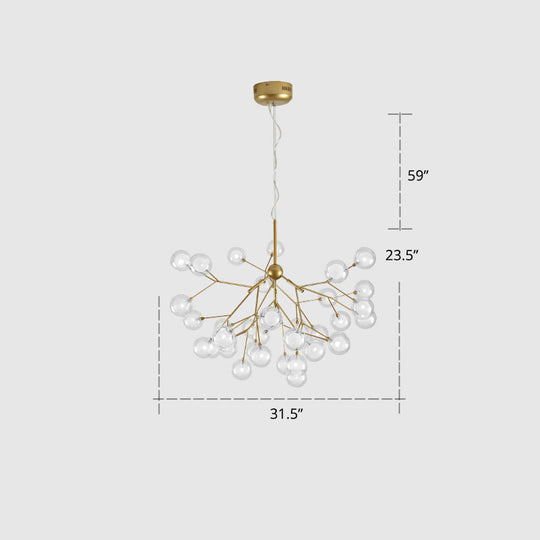 Postmodern Firefly Pendant Lamp With Double Glass Bubbles Ideal For Restaurants 36 / Gold