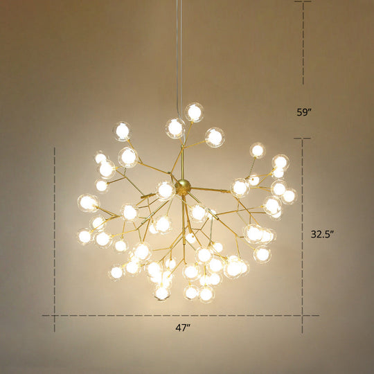 Postmodern Firefly Pendant Lamp With Double Glass Bubbles Ideal For Restaurants 63 / Gold