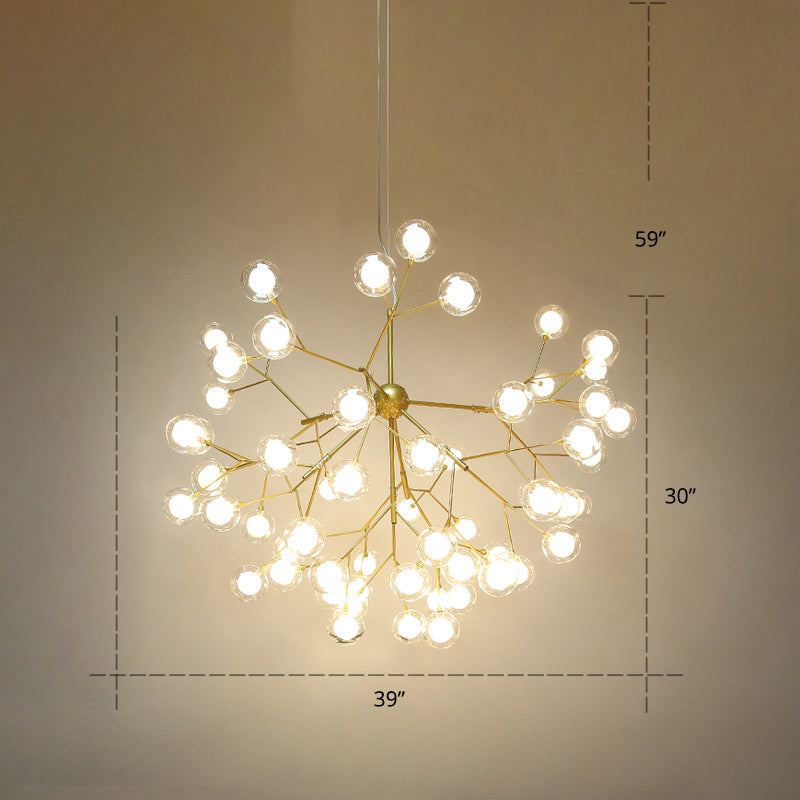 Postmodern Firefly Pendant Lamp With Double Glass Bubbles Ideal For Restaurants 54 / Gold