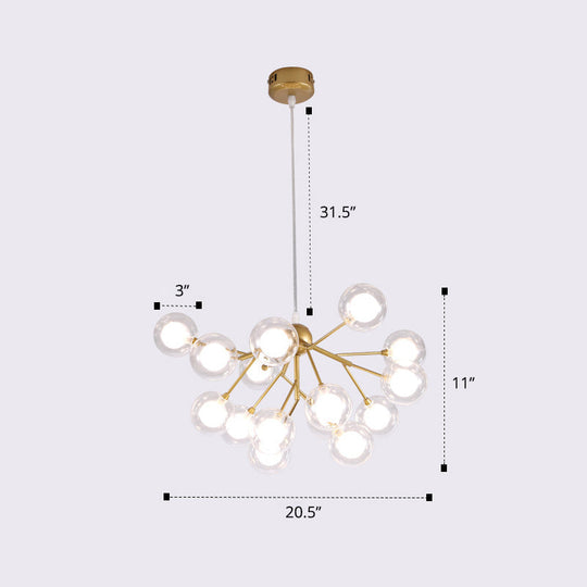 Postmodern Firefly Pendant Lamp With Double Glass Bubbles Ideal For Restaurants 15 / Gold