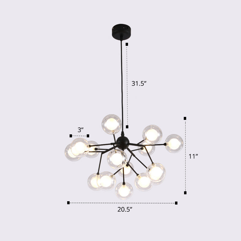 Postmodern Firefly Pendant Lamp With Double Glass Bubbles Ideal For Restaurants 15 / Black