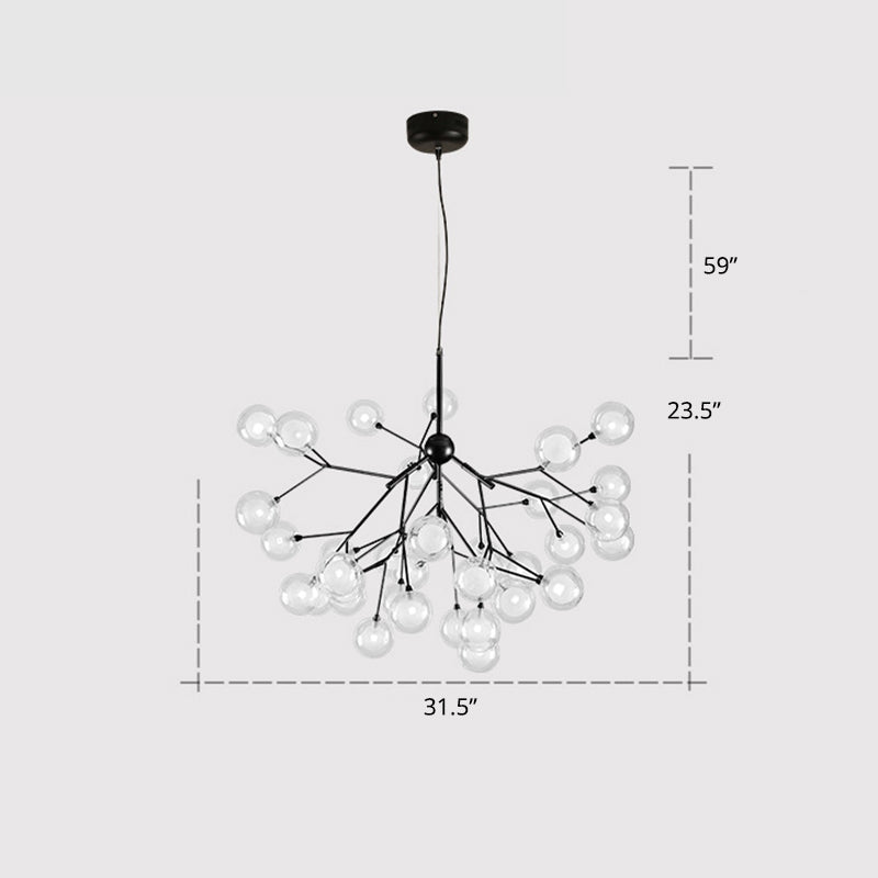 Postmodern Firefly Pendant Lamp With Double Glass Bubbles Ideal For Restaurants 36 / Black