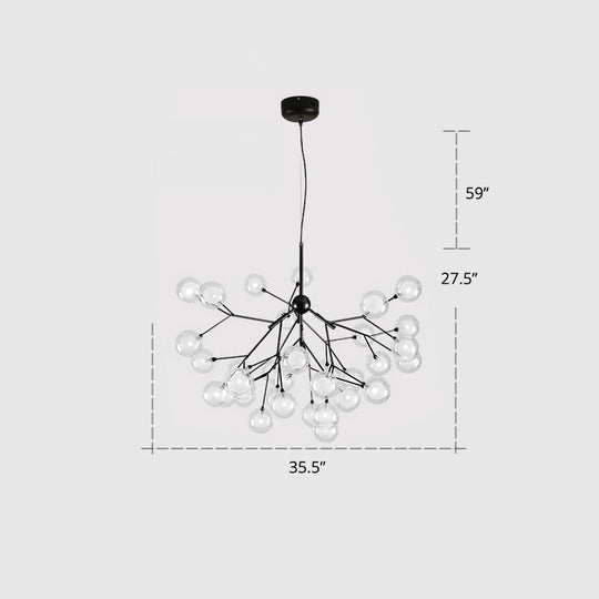 Postmodern Firefly Pendant Lamp With Double Glass Bubbles Ideal For Restaurants 45 / Black