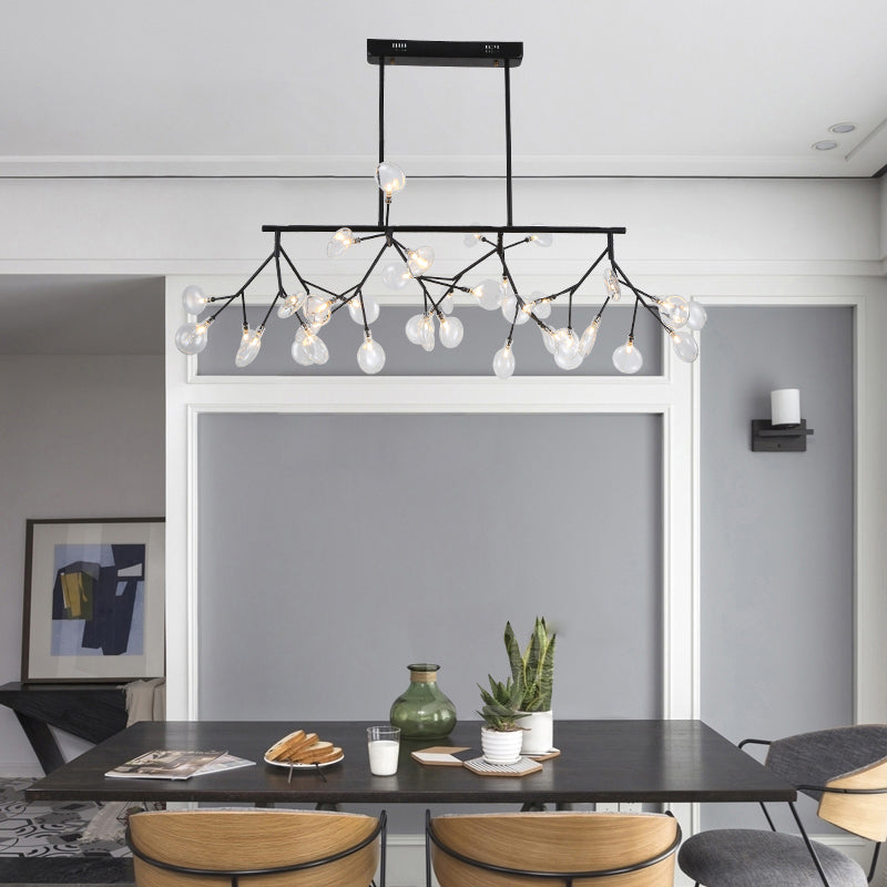 Firefly Led Island Pendant Light: Modern Acrylic Linear Lamp For Dining Room Ceiling