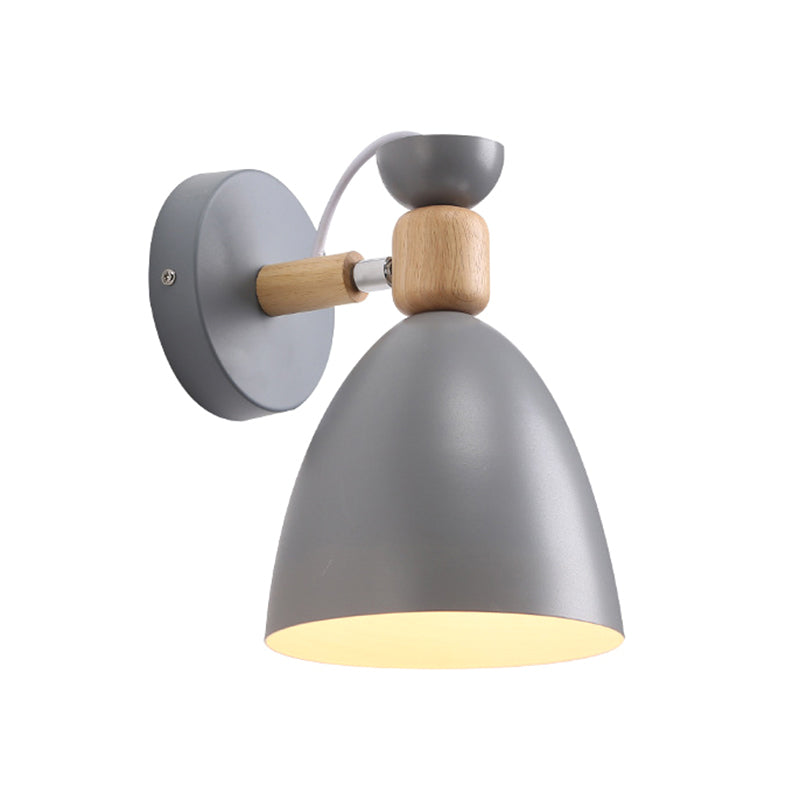 Adjustable Macaron Wall Lamp With Metal Bell Shade Single Bedside Reading Light