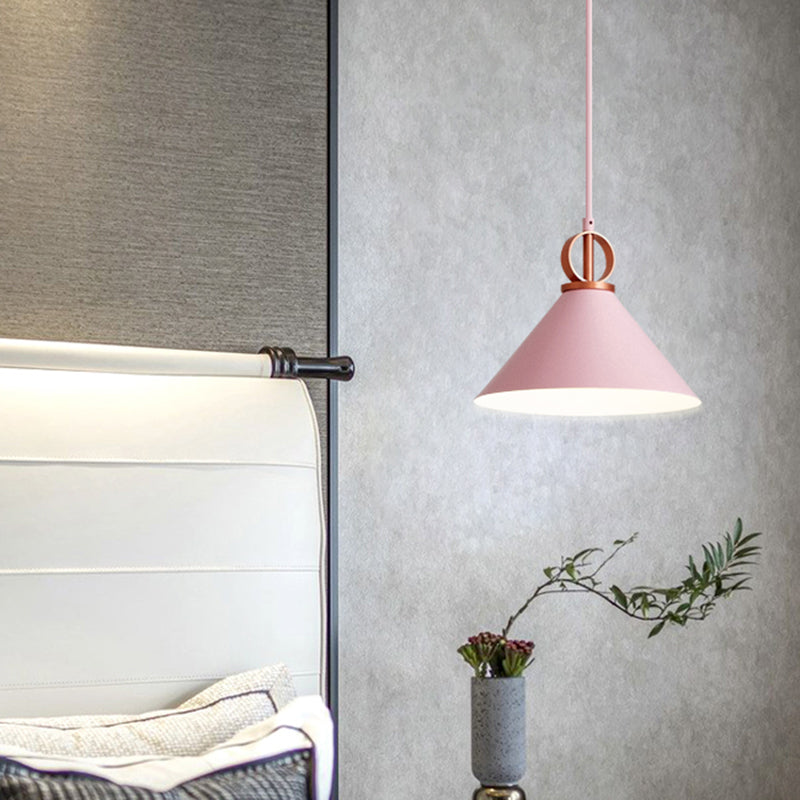 Nordic Cone Pendant Light For Dining Room - Single Bulb Suspension With Metal Design