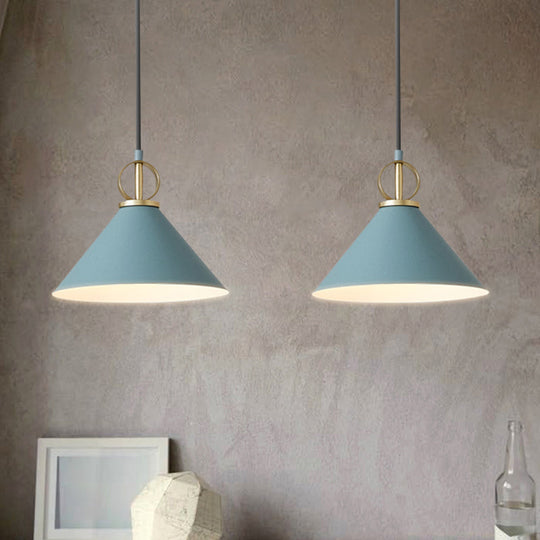 Nordic Cone Pendant Light For Dining Room - Single Bulb Suspension With Metal Design