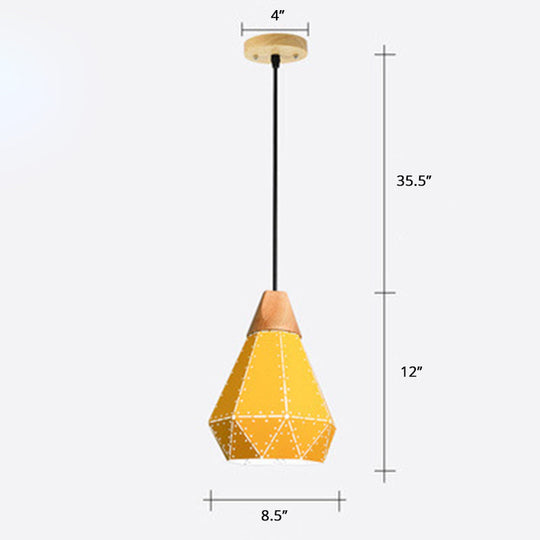 Nordic Metal Pendant Lamp: Laser-Cut Hanging Light Fixture For Dining Room Ceiling Yellow