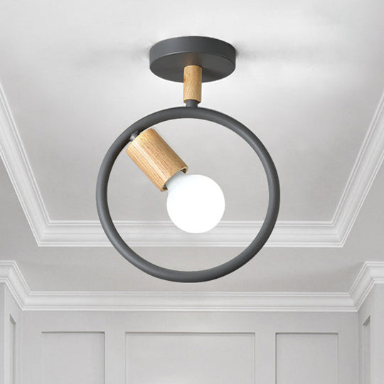 Nordic Metal Ring Ceiling Fixture With 1-Light Semi Flush Mount