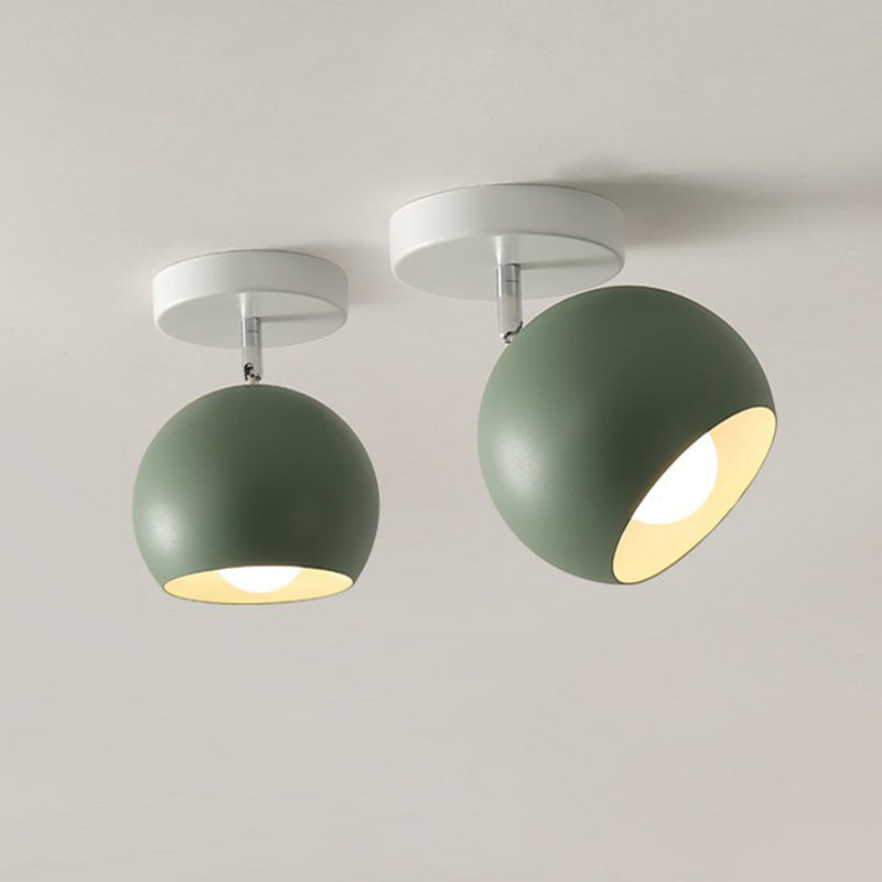 Nordic Swivel Dome Metal Flush Light - Green Semi Ceiling For Corridor