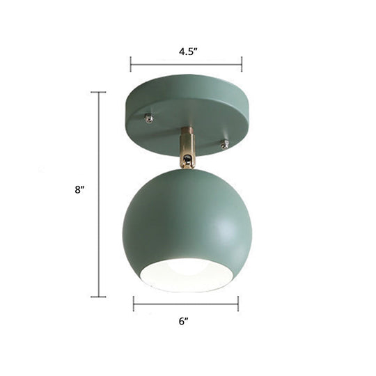 Nordic Swivel Dome Metal Flush Light - Green Semi Ceiling For Corridor